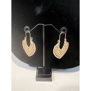 Vintage Antique 2 inch Intricate Design Bohemian Indian Brass Pierced Earrings